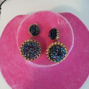 Vintage beaded bobble clip on earrings